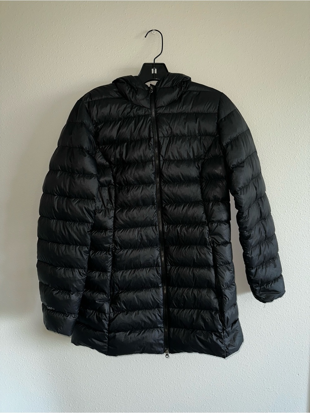 Eddie Bauer Black Long Packable Down Puffer Jacket with Hood